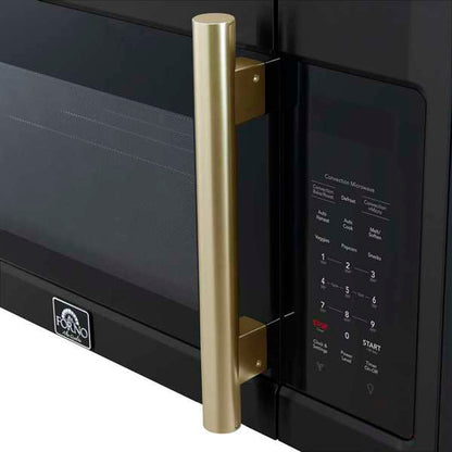 FORNO Fornace 30-Inch Over-the-Range Microwave, 1.5 Cu. Ft., 300 CFM Vent, Black with Antique Brass Accents (Model FOTR3038-30BLK)