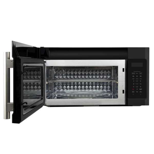 FORNO Fornace 30-Inch Over-the-Range Microwave, 1.5 cu. ft., 300 CFM Vent Fan, Black with Stainless Steel Accents (FOTR3038-30BLK)