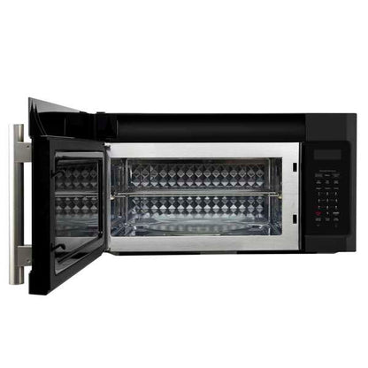 FORNO Fornace 30-Inch Over-the-Range Microwave, 1.5 cu. ft., 300 CFM Vent Fan, Black with Stainless Steel Accents (FOTR3038-30BLK)