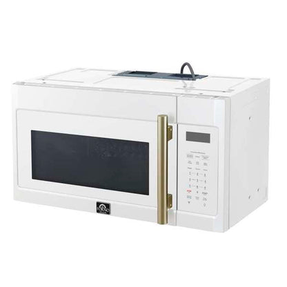 FORNO Fornace 30-Inch Over-the-Range Microwave, 1.5 cu. ft., 300 CFM, White with Antique Brass Accents (FOTR3038-30WHT)