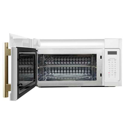 FORNO Fornace 30-Inch Over-the-Range Microwave, 1.5 cu. ft., 300 CFM, White with Antique Brass Accents (FOTR3038-30WHT)