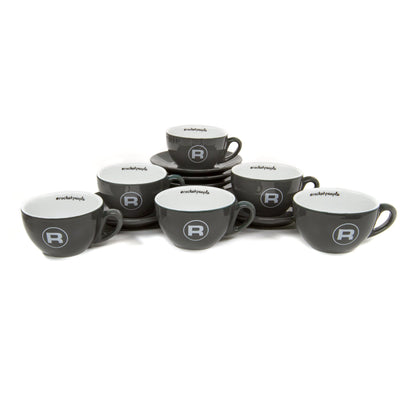 Rocket Espresso 6 Piece Cappuccino Cup and Saucer Set - Grey