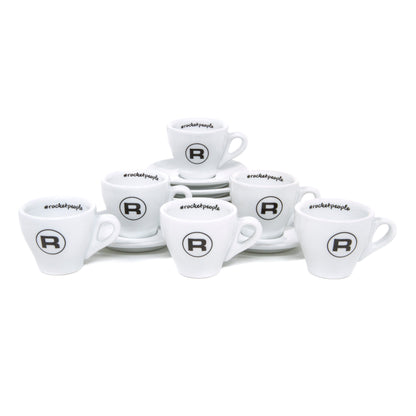 Rocket Espresso 6 Piece Espresso Cup and Saucer Set - White