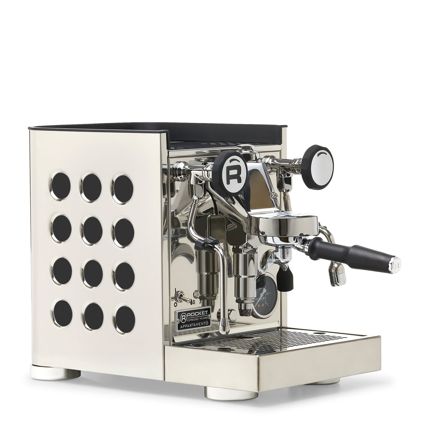 Rocket Espresso Appartamento TCA Espresso Machine - Stainless Steel with Black Stripe
