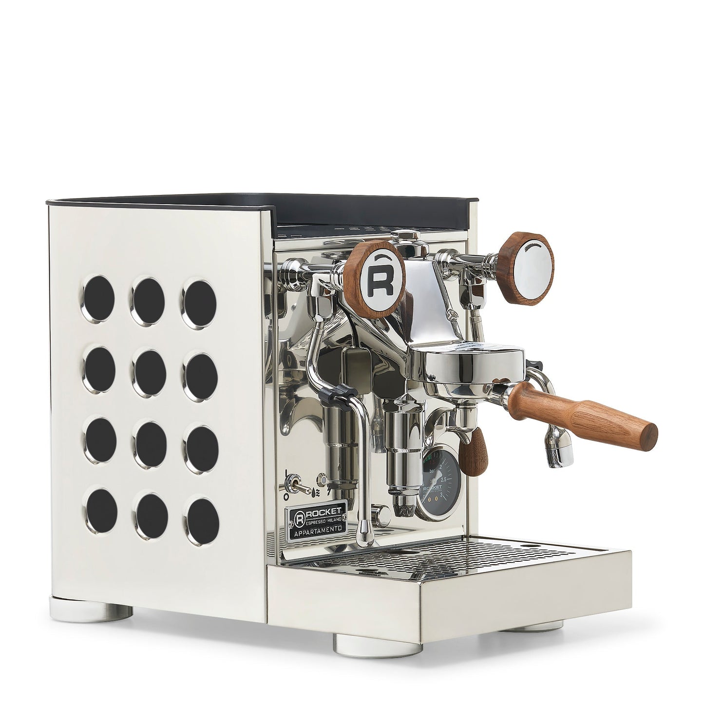 Rocket Espresso Appartamento TCA Espresso Machine - Stainless Steel with Black Stripe