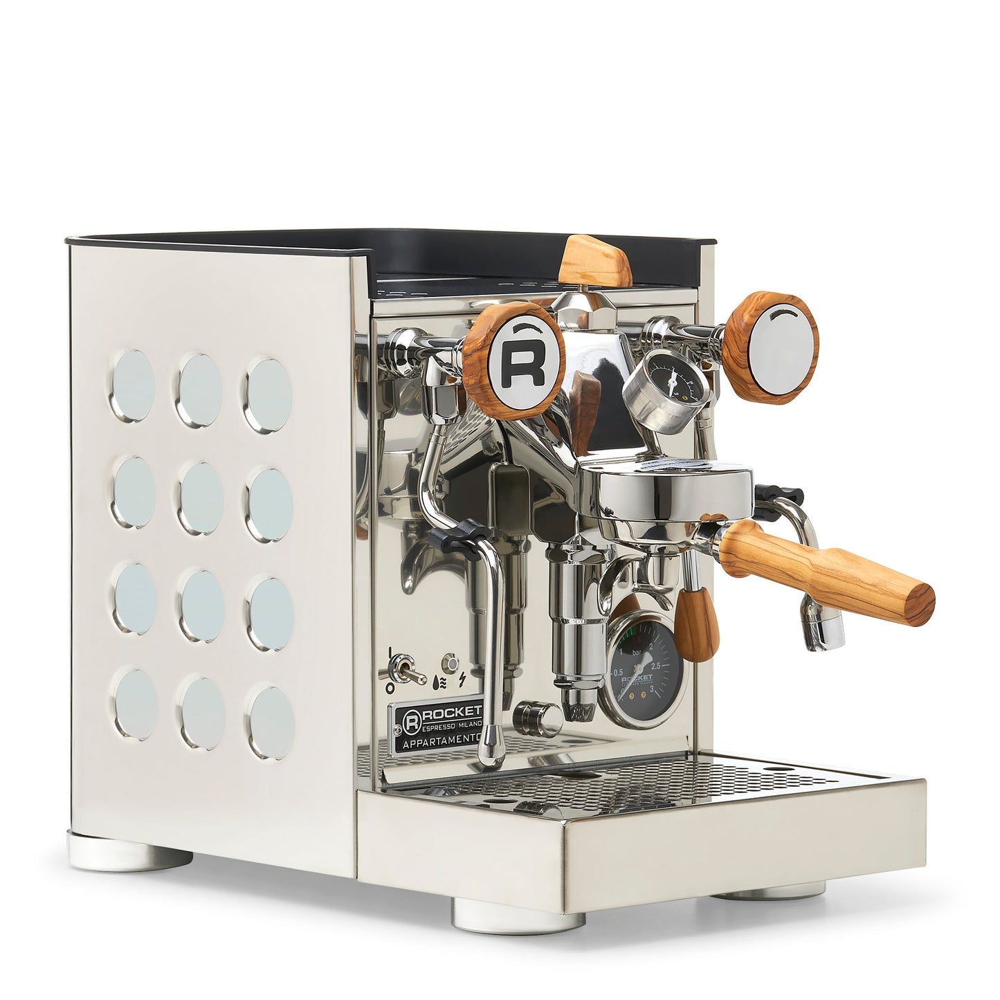 Rocket Espresso Appartamento TCA Espresso Machine - Stainless Steel with White Stripe