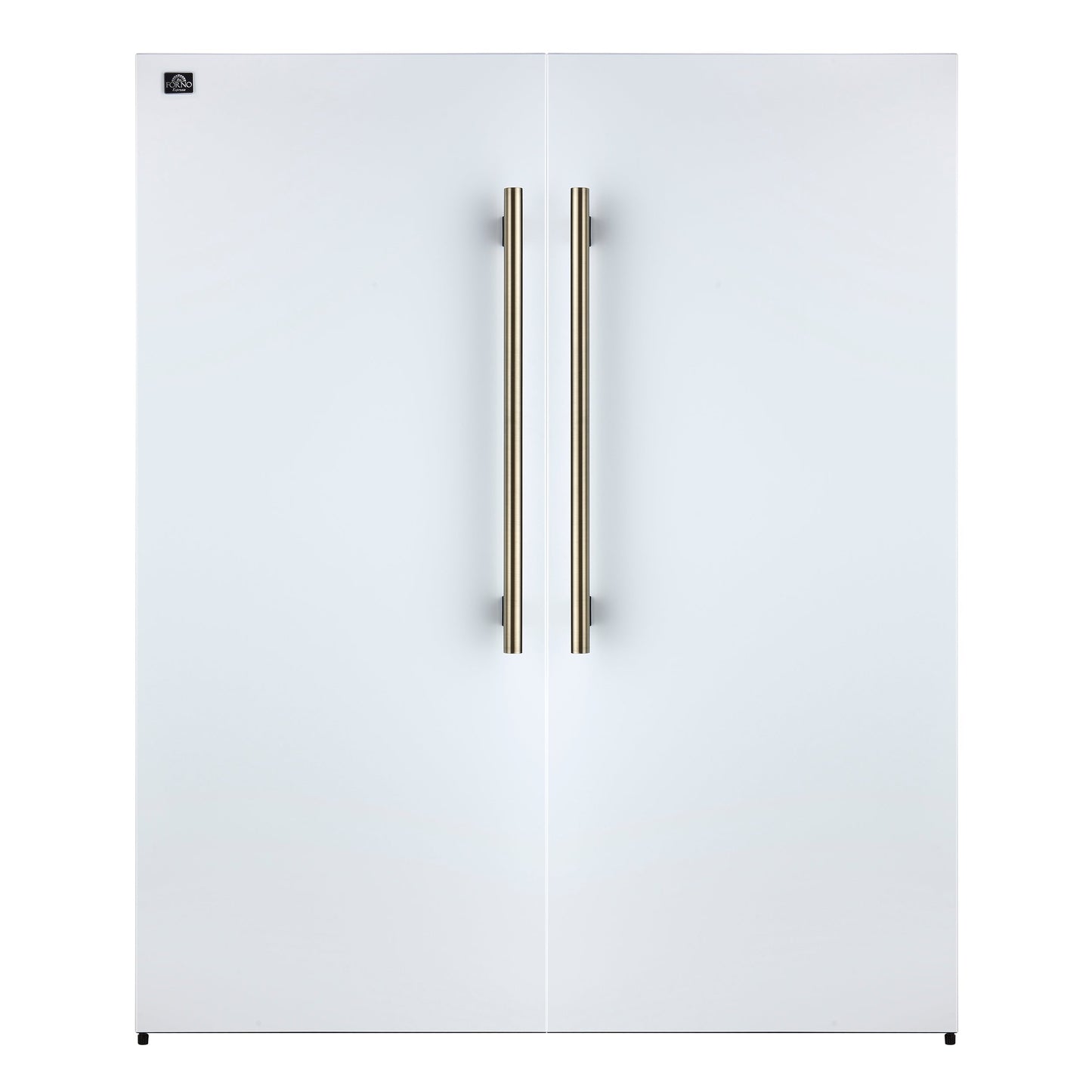 FORNO Maderno 60-Inch Built-In Convertible Refrigerator/Freezer, 27.2 cu ft, White, Antique Brass Handles, Trim Kit Included (FFFFD1722-60MG-WHT)