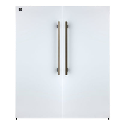 Forno Maderno 60-Inch Built-In Convertible Refrigerator/Freezer, 27.2 Cu. Ft., White, Antique Brass Handles, Grill Trim Kit (FFFFD1722-60SG-WHT)