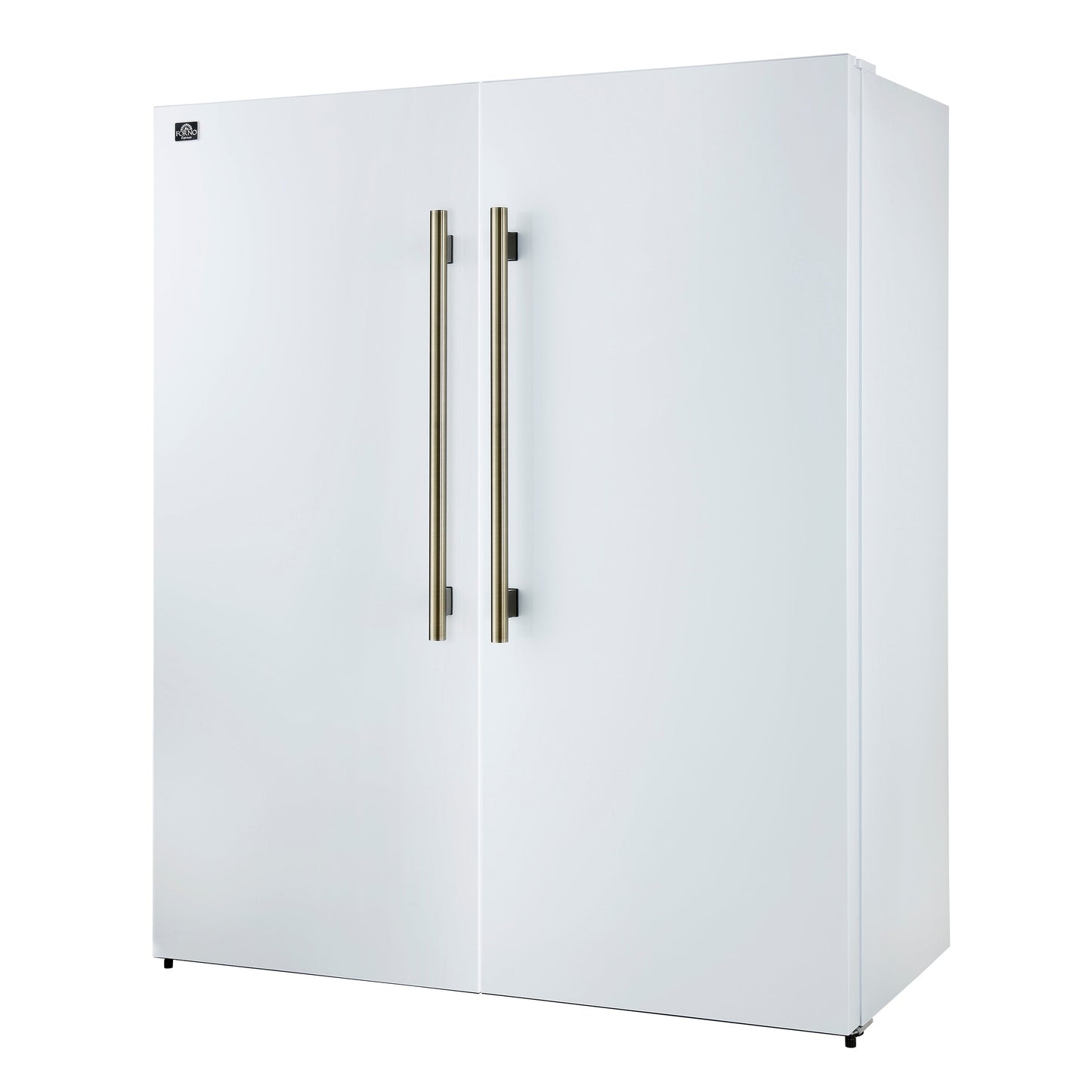 Forno Maderno 60-Inch Built-In Convertible Refrigerator/Freezer, 27.2 Cu. Ft., White, Antique Brass Handles, Grill Trim Kit (FFFFD1722-60SG-WHT)