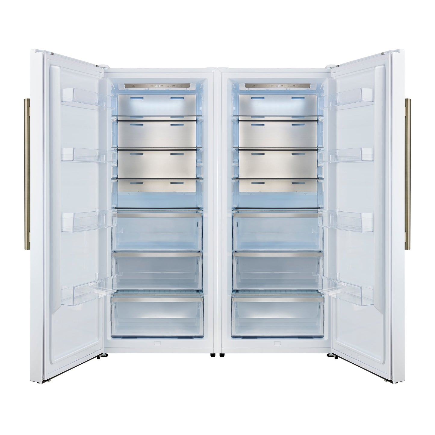 FORNO Maderno 60-Inch Built-In Convertible Refrigerator/Freezer, 27.2 cu ft, White, Antique Brass Handles, Trim Kit Included (FFFFD1722-60MG-WHT)
