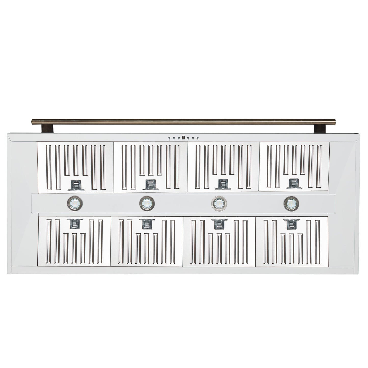 Forno Aria 60-Inch Wall-Mount Range Hood, 1200 CFM, Convertible Venting, White with Antique Brass Accents (FRHWM5095-60WHT)