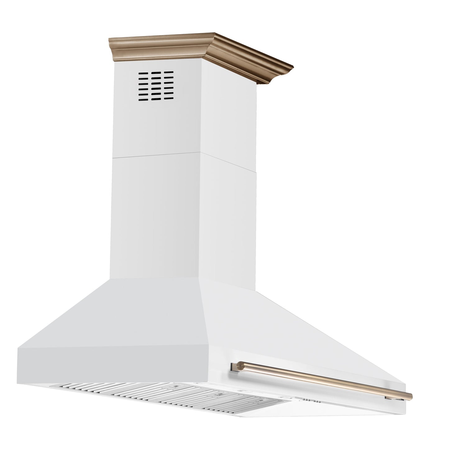 Forno Aria 60-Inch Wall-Mount Range Hood, 1200 CFM, Convertible Venting, White with Antique Brass Accents (FRHWM5095-60WHT)