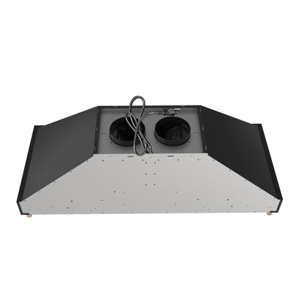 FORNO Venezia 48-Inch Wall-Mounted Range Hood, 900 CFM, Ducted, Touch Controls, LED Lighting, Black with Antique Brass Accents (FRHWM5503-48BLK)