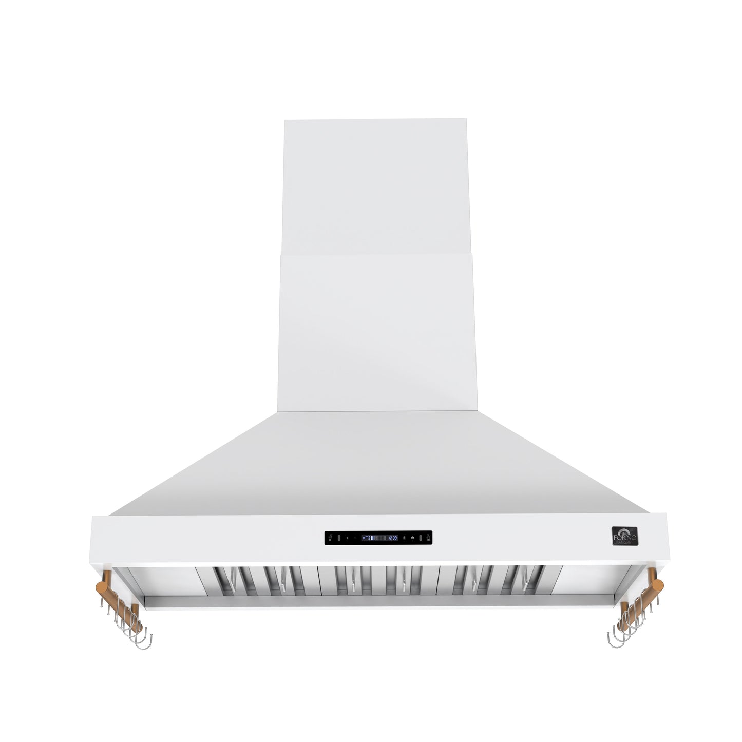 FORNO Venezia 48-Inch Wall-Mount Ducted Range Hood, 900 CFM, Touch Controls, LED Lighting, White with Antique Brass Accents (Model FRHWM5503-48WHT)