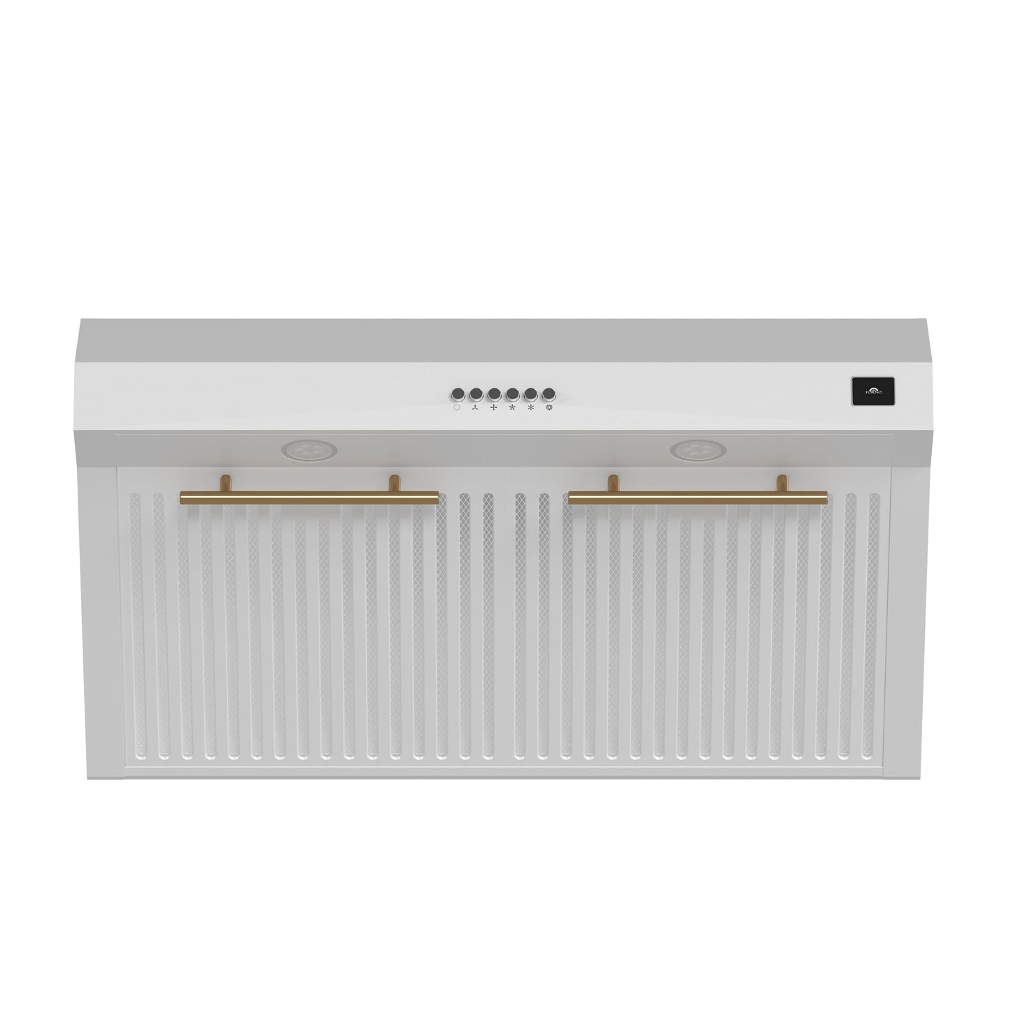 Forno Bari 30-Inch Under-Cabinet Range Hood, 400 CFM, White with Antique Brass Handles (Model FRHUC5255-30WHT)
