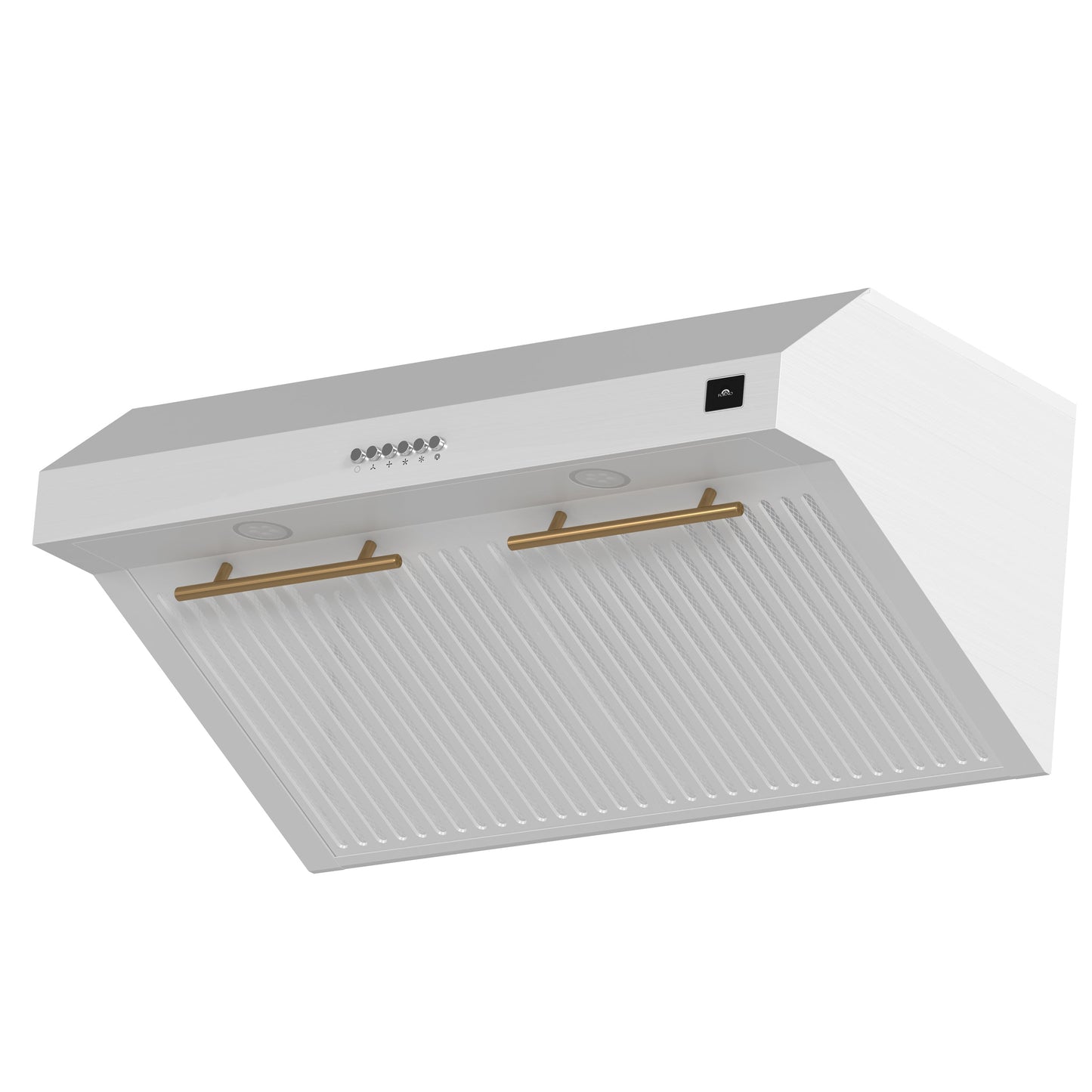 Forno Bari 30-Inch Under-Cabinet Range Hood, 400 CFM, White with Antique Brass Handles (Model FRHUC5255-30WHT)