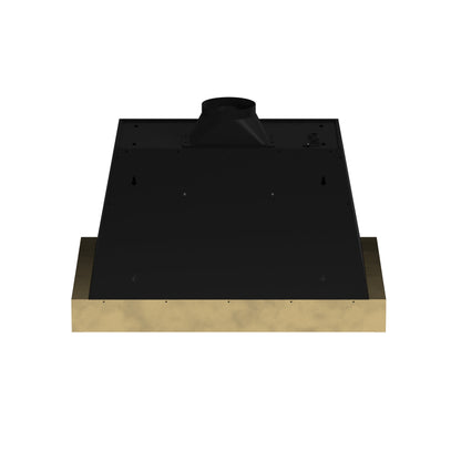 FORNO Vittorio 36-Inch Wall Mount Range Hood, 600 CFM, Black with Antique Brass Trim, Remote Control (FRHWM5078-36BLK)