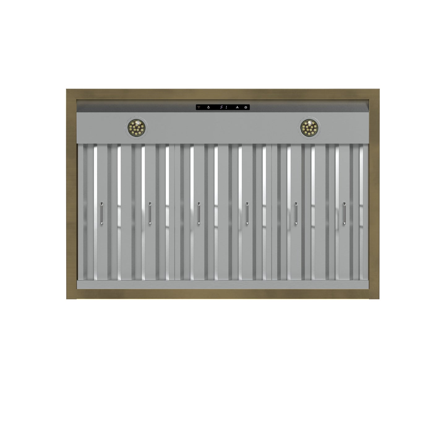 FORNO Vittorio 36-Inch Wall Mount Range Hood, 600 CFM, Black with Antique Brass Trim, Remote Control (FRHWM5078-36BLK)