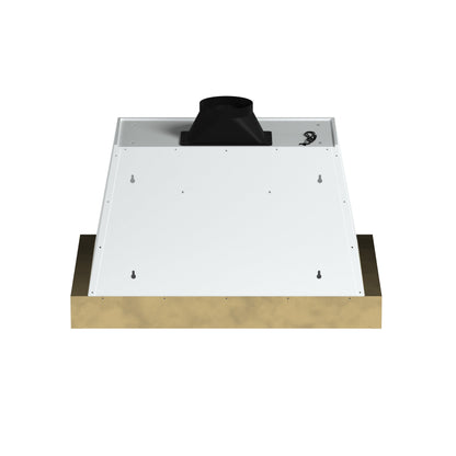 Forno Vittorio 36-Inch Wall-Mount Range Hood, 600 CFM, White with Antique Brass Trim, Remote Control (Model FRHWM5078-36WHT)