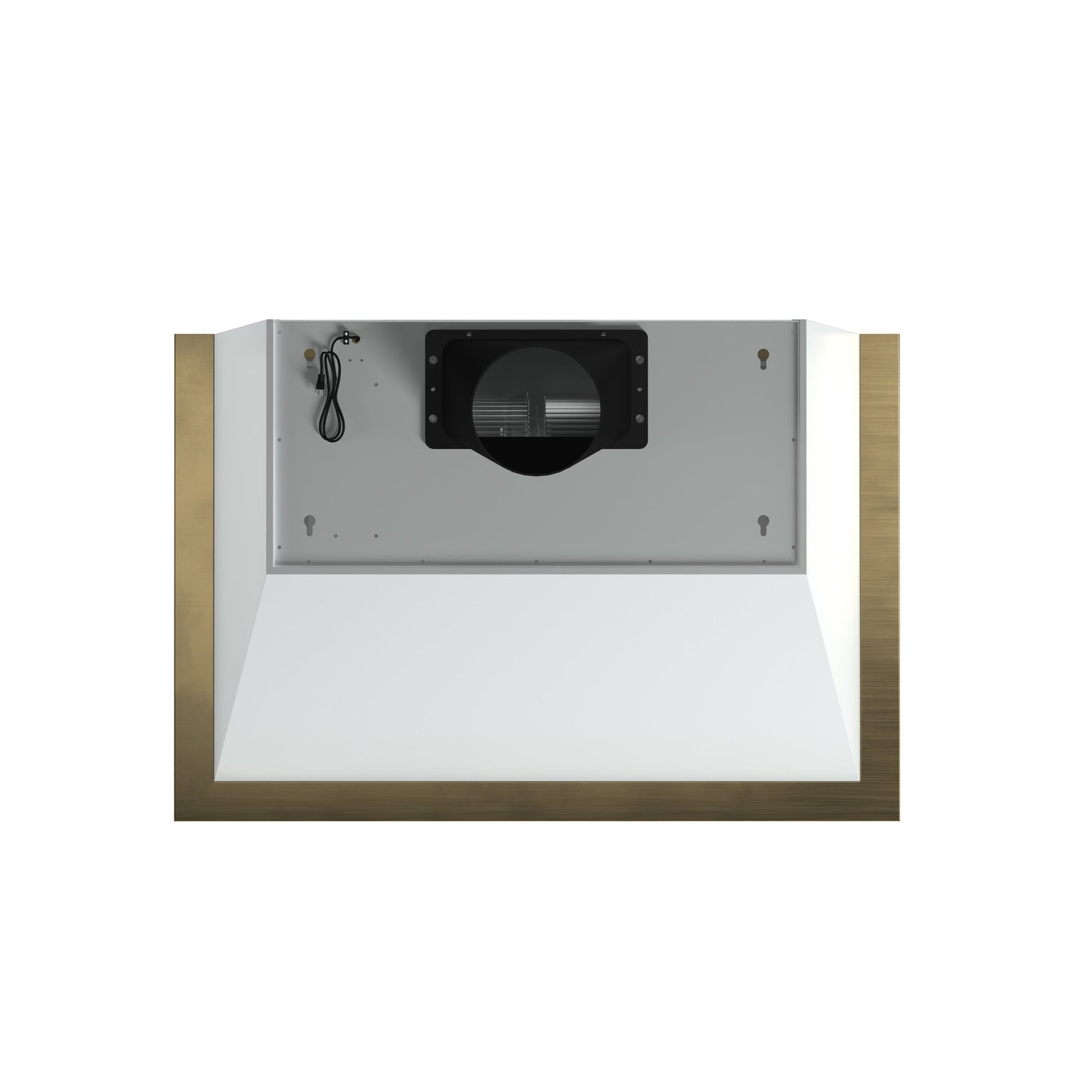 Forno Vittorio 36-Inch Wall-Mount Range Hood, 600 CFM, White with Antique Brass Trim, Remote Control (Model FRHWM5078-36WHT)