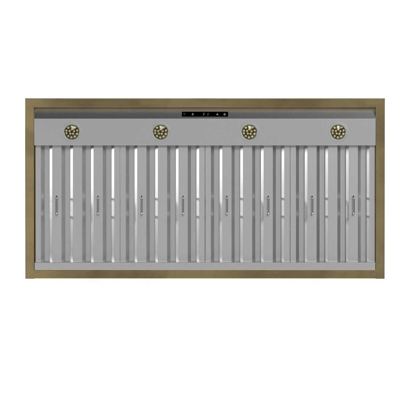Forno Vittorio 48-Inch Wall-Mount Range Hood, 600 CFM, White with Antique Brass Trim, Remote Control (Model FRHWM5078-48WHT)