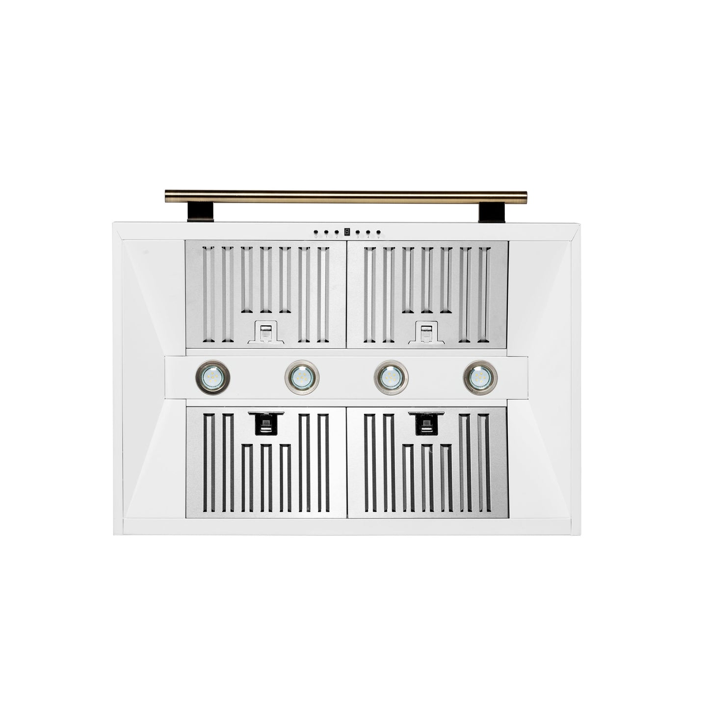 Forno Aria 36-Inch Wall-Mount Range Hood, 1200 CFM, White with Antique Brass Accents (Model FRHWM5095-36WHT)