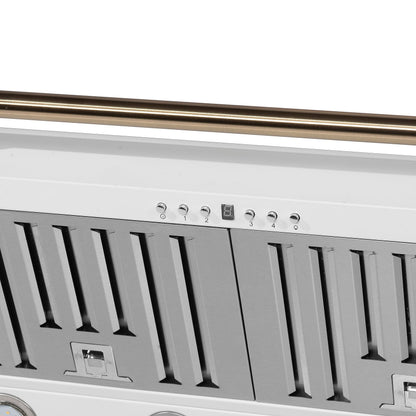 Forno Aria 36-Inch Wall-Mount Range Hood, 1200 CFM, White with Antique Brass Accents (Model FRHWM5095-36WHT)
