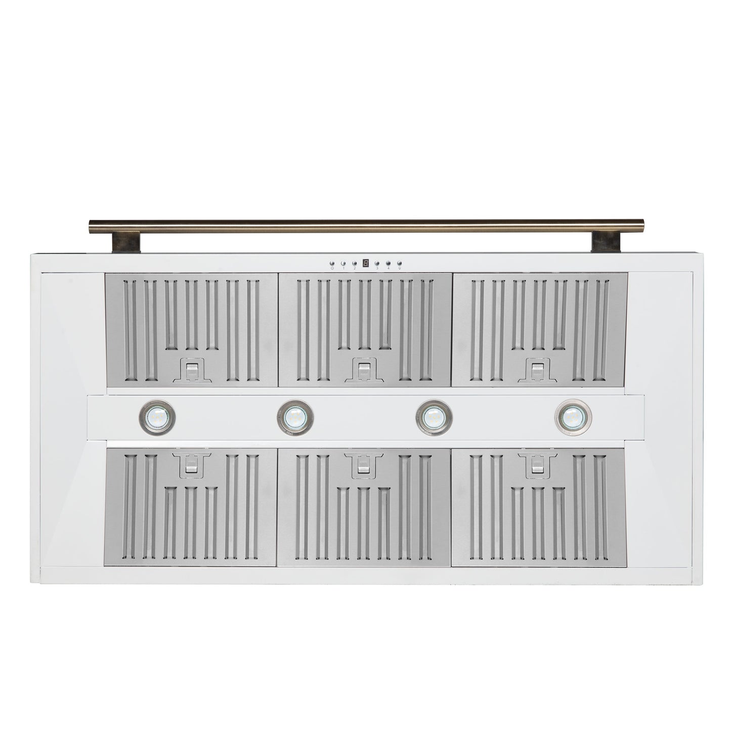 Forno Aria 48-Inch Wall-Mount Range Hood, 1200 CFM, White with Antique Brass Accents (Model FRHWM5095-48WHT)