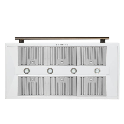 Forno Aria 48-Inch Wall-Mount Range Hood, 1200 CFM, White with Antique Brass Accents (Model FRHWM5095-48WHT)