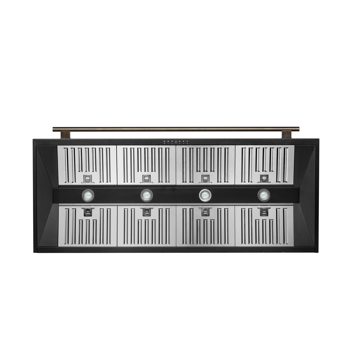 Forno Aria 60-Inch Wall-Mount Range Hood, 1200 CFM, Convertible Ducting, Black Finish with Brass Accents (Model FRHWM5095-60BLK)