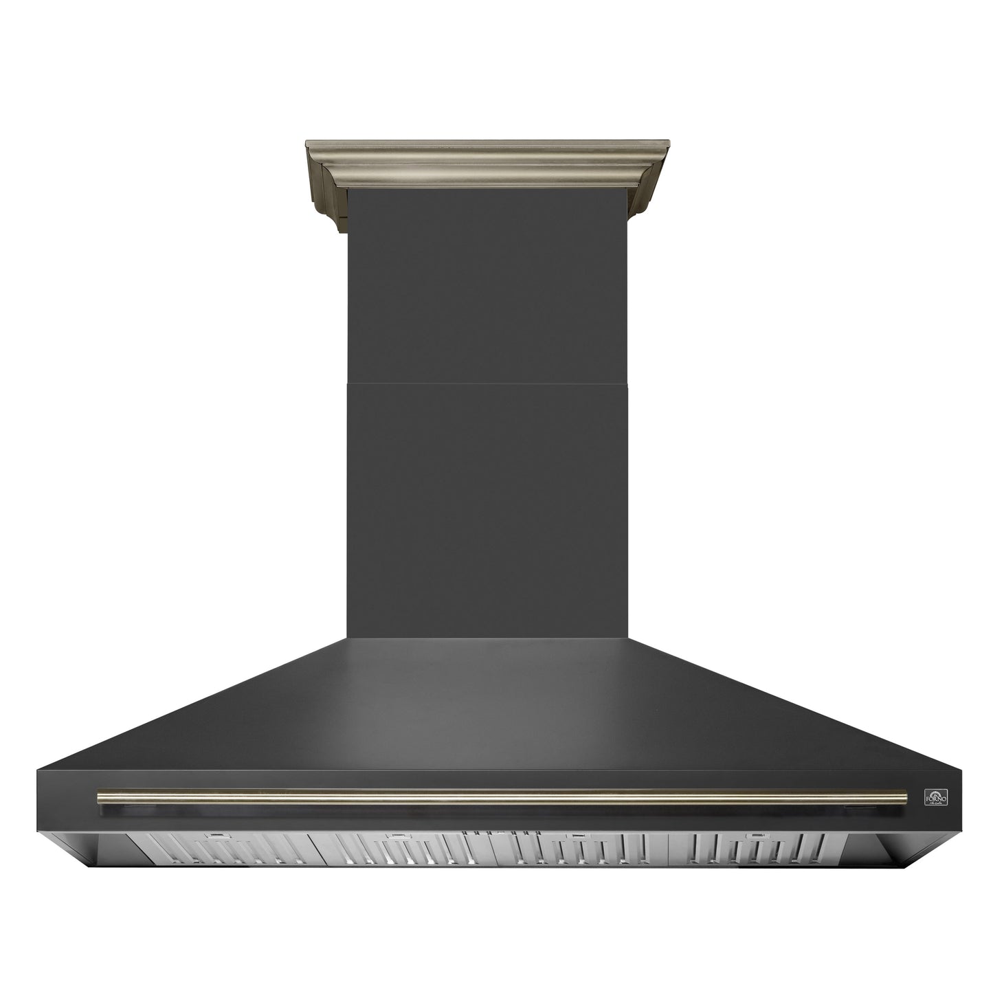 Forno Aria 60-Inch Wall-Mount Range Hood, 1200 CFM, Convertible Ducting, Black Finish with Brass Accents (Model FRHWM5095-60BLK)
