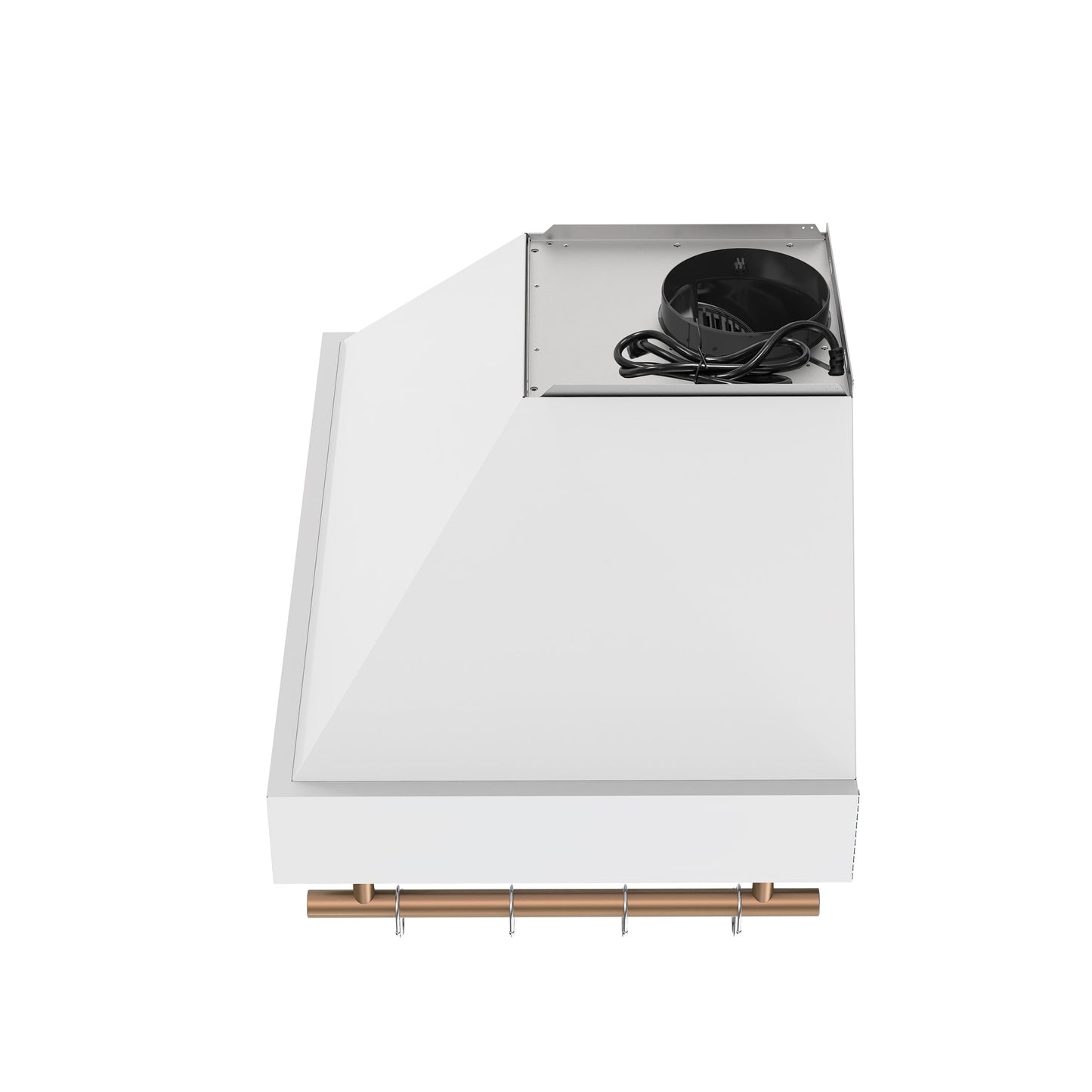Forno Venezia 30-Inch Wall-Mounted Ducted Range Hood, 370 CFM, Touch Controls, LED Lighting, White with Antique Brass Accents (FRHWM5503-30WHT)