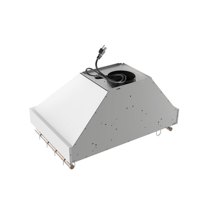 Forno Venezia 30-Inch Wall-Mounted Ducted Range Hood, 370 CFM, Touch Controls, LED Lighting, White with Antique Brass Accents (FRHWM5503-30WHT)