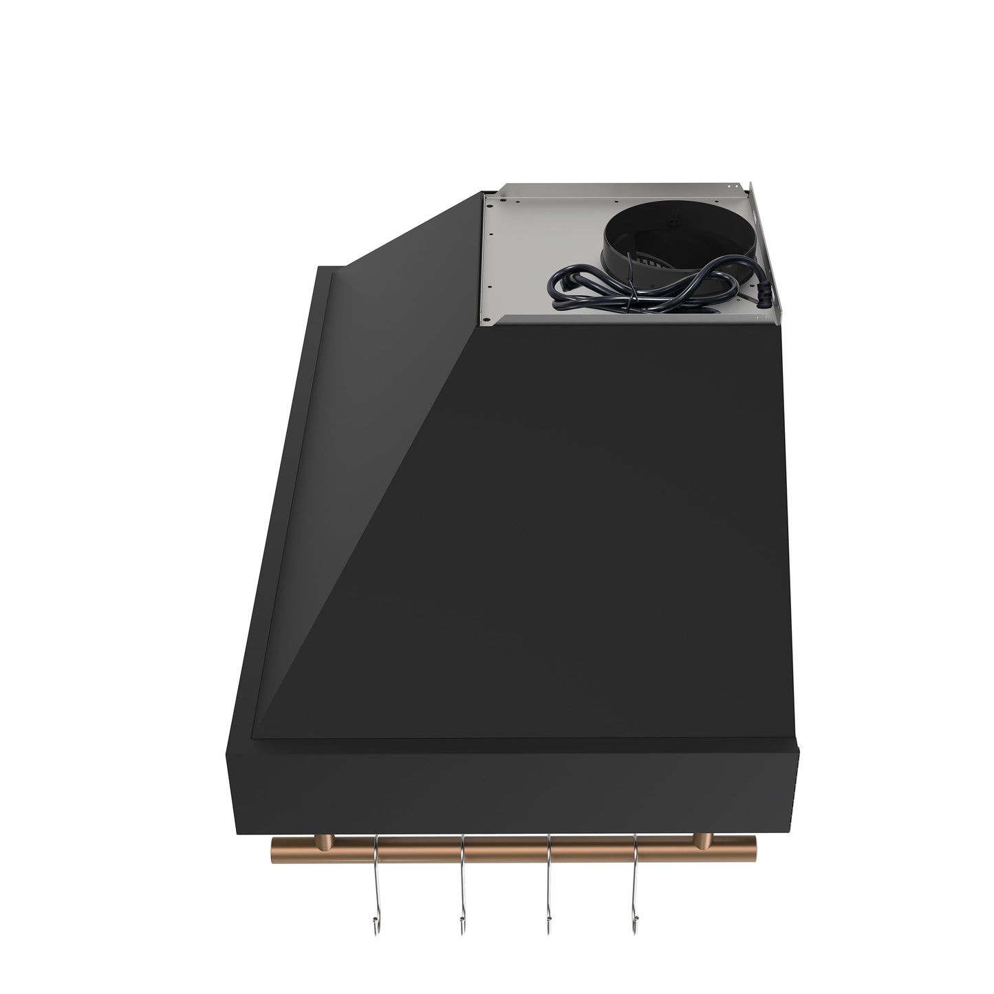 Forno Venezia 36-Inch Wall-Mount Range Hood, 370 CFM, Ducted Vent, Touch Controls, LED Lighting, Black with Antique Brass Accents (Model FRHWM5503-36BLK)