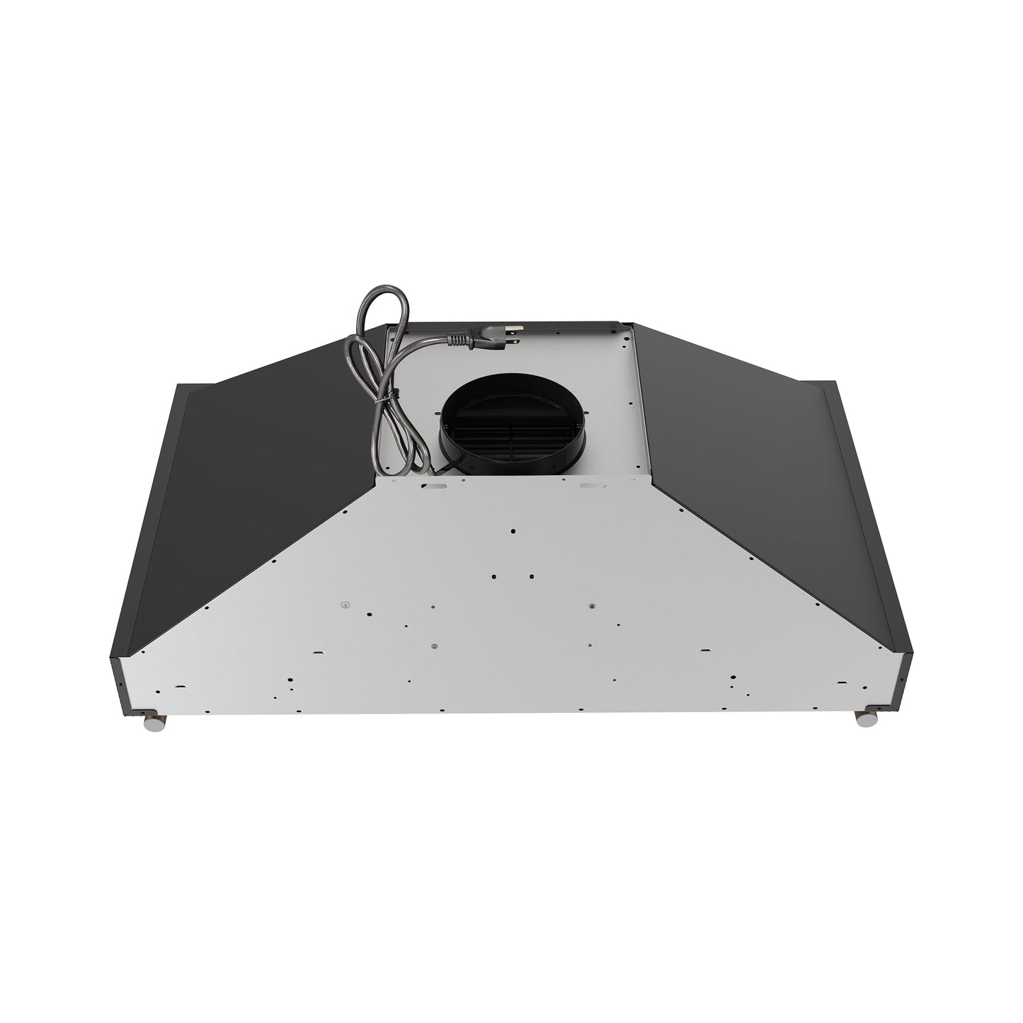Forno Venezia 36-Inch Wall-Mount Range Hood, 370 CFM, Ducted Vent, Touch Controls, LED Lighting, Black with Antique Brass Accents (Model FRHWM5503-36BLK)