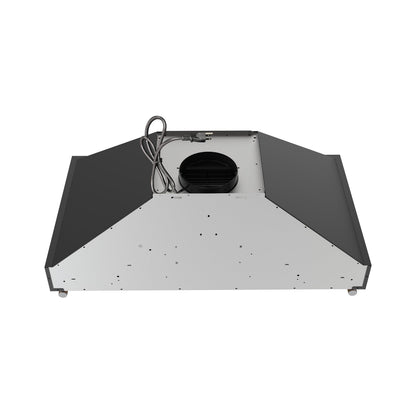 Forno Venezia 36-Inch Wall-Mount Range Hood, 370 CFM, Ducted Vent, Touch Controls, LED Lighting, Black with Antique Brass Accents (Model FRHWM5503-36BLK)