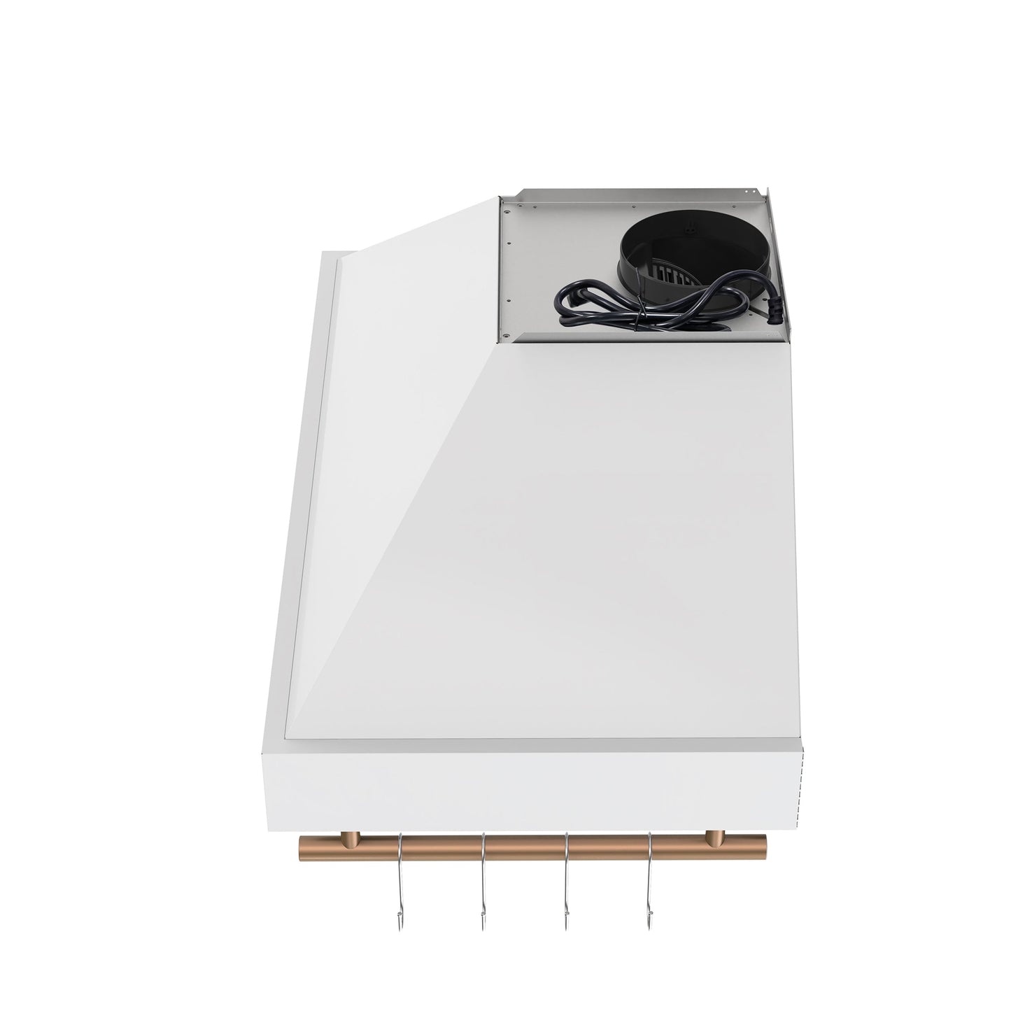 Forno Venezia 36-Inch Wall-Mount Ducted Range Hood, 370 CFM, Touch Controls, LED Lighting, White with Antique Brass Accents (FRHWM5503-36WHT)