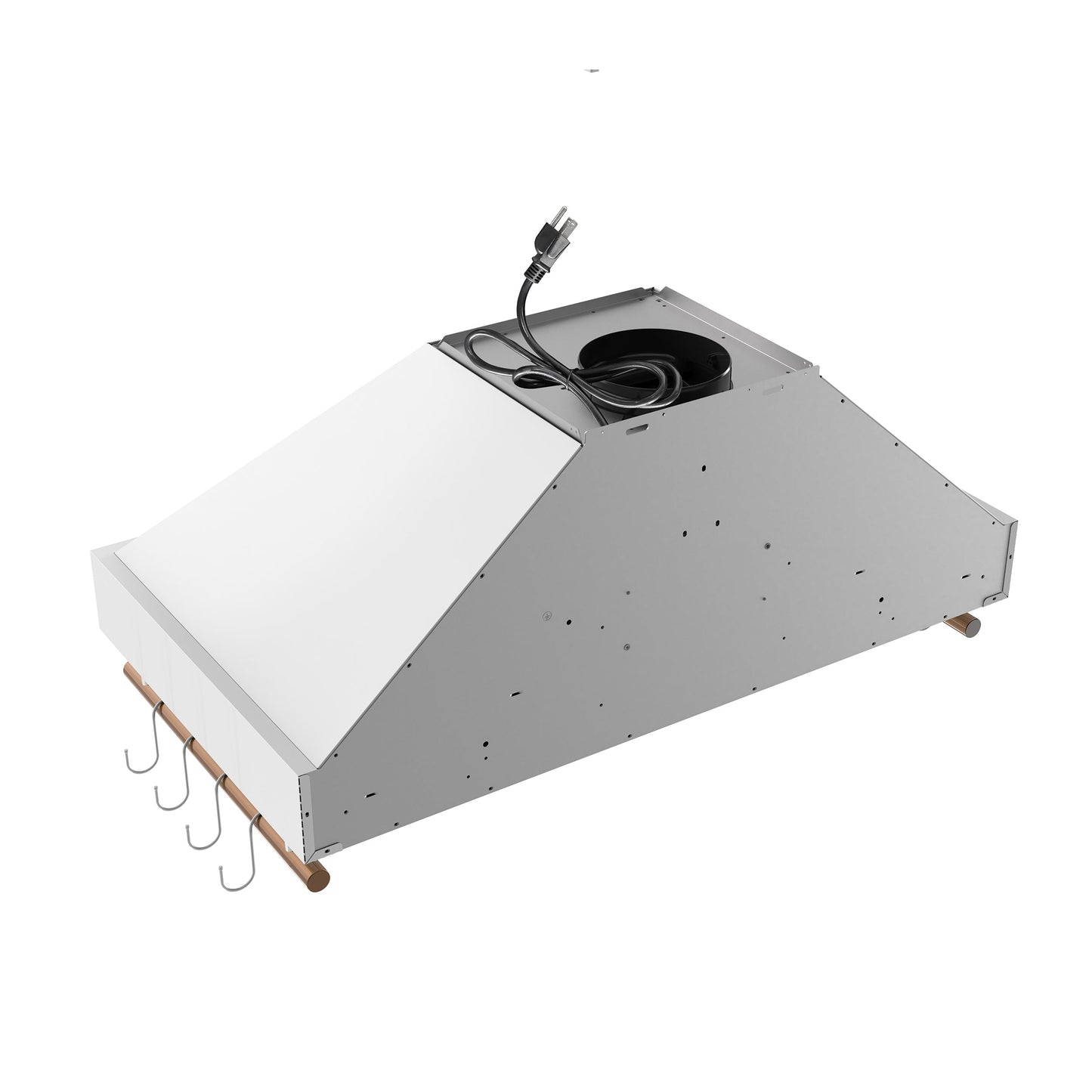 Forno Venezia 36-Inch Wall-Mount Ducted Range Hood, 370 CFM, Touch Controls, LED Lighting, White with Antique Brass Accents (FRHWM5503-36WHT)