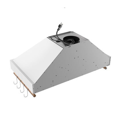 Forno Venezia 36-Inch Wall-Mount Ducted Range Hood, 370 CFM, Touch Controls, LED Lighting, White with Antique Brass Accents (FRHWM5503-36WHT)