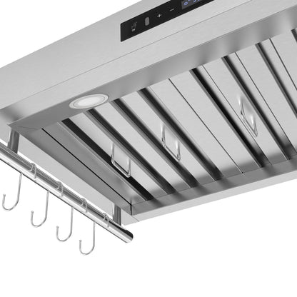 Forno Venezia 36-Inch Wall-Mounted Ducted Range Hood, 370 CFM, Stainless Steel, Touch Controls, LED Lighting (Model FRHWM5503-36)
