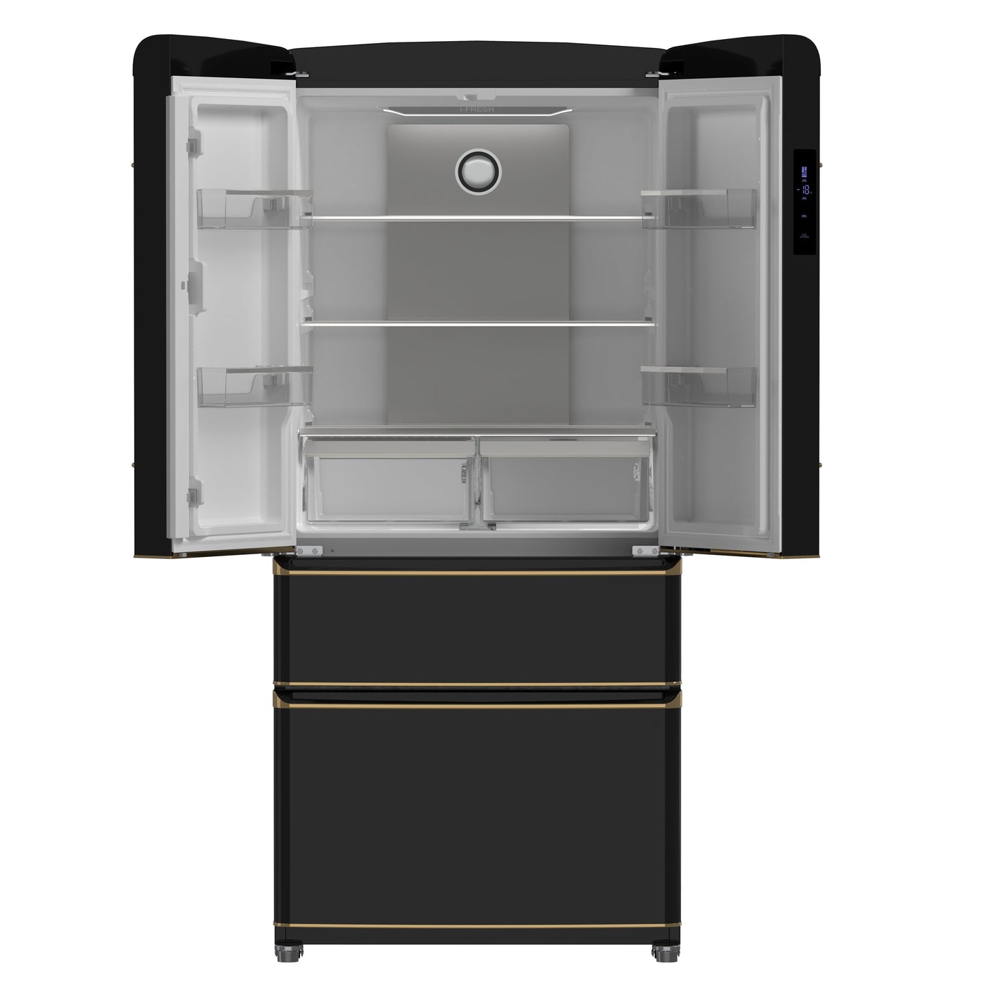 Forno Espresso Luigi 33-Inch French Door Refrigerator, 18 Cu. Ft., Black with Antique Brass Handles (Model FFFFD1791-33BLK)