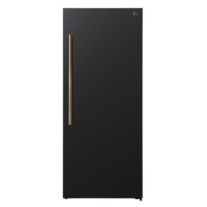 FORNO Maderno 28-Inch Convertible Upright Freezer Refrigerator, 13.6 cu. ft., Right-Swing Door, Black with Antique Brass Handle (Model FFFFD1722-28BLK-RS)
