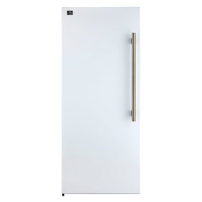 Forno Maderno 28-Inch Built-In Convertible Refrigerator Freezer, 13.6 Cu. Ft., Left Swing, White with Antique Brass Handle (Model FFFFD1722-28WHT-LS)