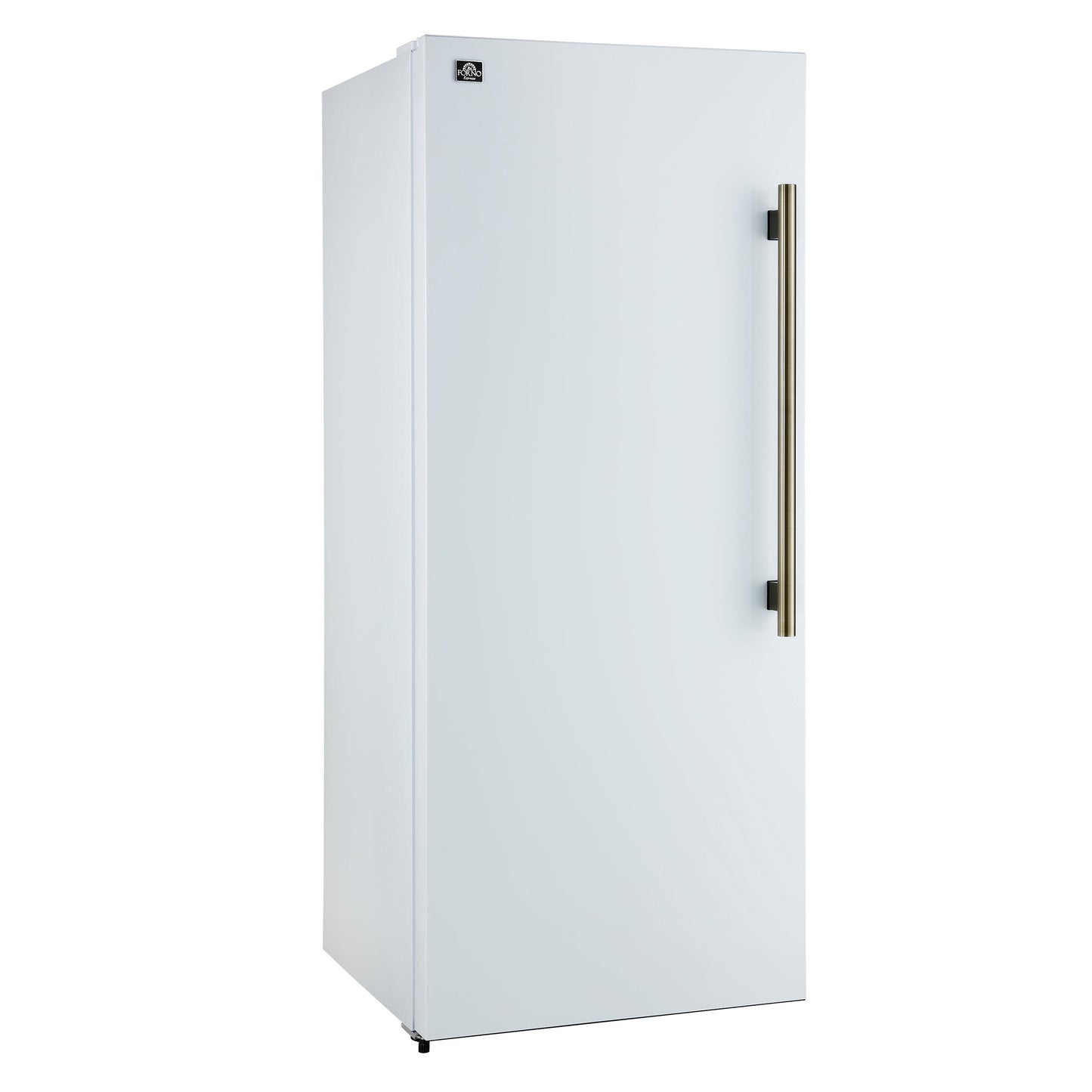 FORNO Maderno 32-Inch Built-In Convertible Refrigerator Freezer, 13.6 cu. ft., Left Swing, White with Antique Brass Handle, Model FFFFD1722-32LSG-WHT