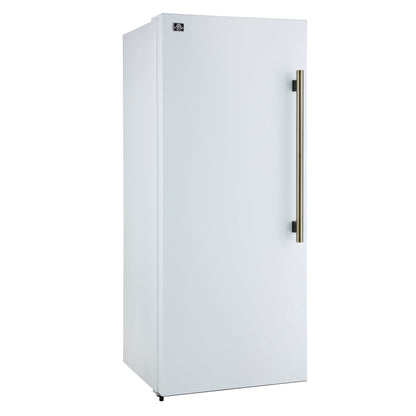 FORNO Maderno 32-Inch Built-In Convertible Refrigerator Freezer, 13.6 cu. ft., Left Swing, White with Antique Brass Handle, Model FFFFD1722-32LSG-WHT