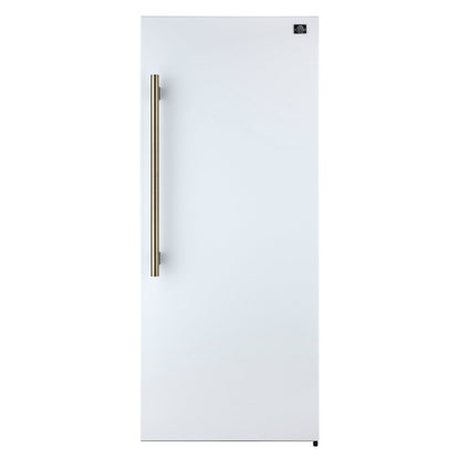 FORNO Maderno 28-Inch Built-In Convertible Refrigerator Freezer, 13.6 Cu. Ft., Right Swing, White with Antique Brass Handle (FFFFD1722-28WHT-RS)