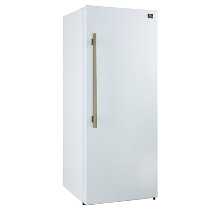 FORNO Maderno 28-Inch Built-In Convertible Refrigerator Freezer, 13.6 Cu. Ft., Right Swing, White with Antique Brass Handle (FFFFD1722-28WHT-RS)