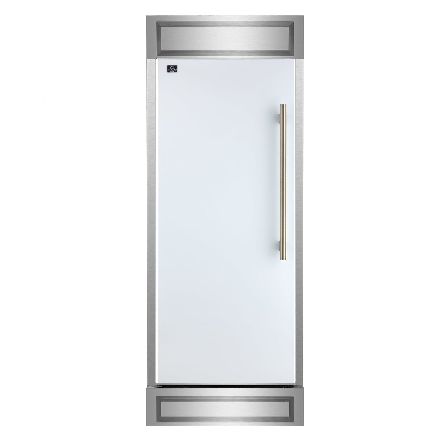 FORNO Maderno 32 in. 13.6 cu ft Built-In Convertible Refrigerator/Freezer, Left Swing, White, Antique Brass Handles (FFFFD1722-32LMG-WHT)