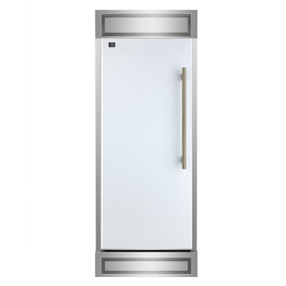 FORNO Maderno 32 in. 13.6 cu ft Built-In Convertible Refrigerator/Freezer, Left Swing, White, Antique Brass Handles (FFFFD1722-32LMG-WHT)