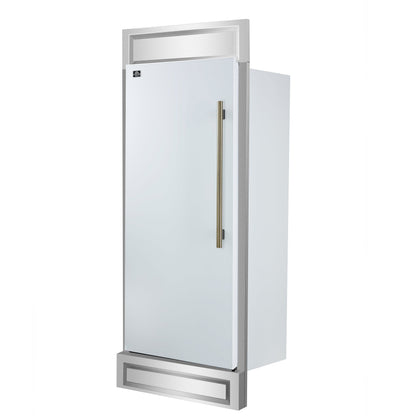FORNO Maderno 32 in. 13.6 cu ft Built-In Convertible Refrigerator/Freezer, Left Swing, White, Antique Brass Handles (FFFFD1722-32LMG-WHT)